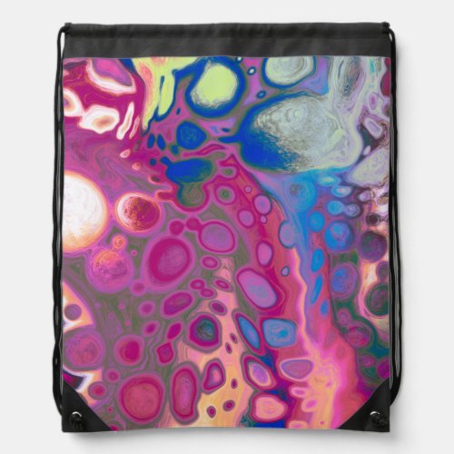 Purple blue and pink Digital Modern Abstract   Drawstring Bag