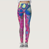 Abstract Feather Digital Print Legging Pants in Pink Blue and Purple –  DOTOLY