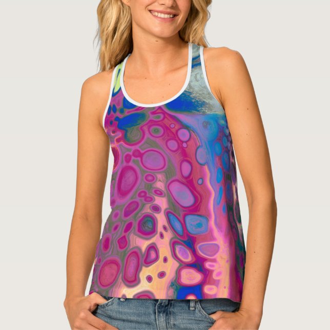 Purple, blue and pink Digital Modern Abstract   Tank Top (Front)