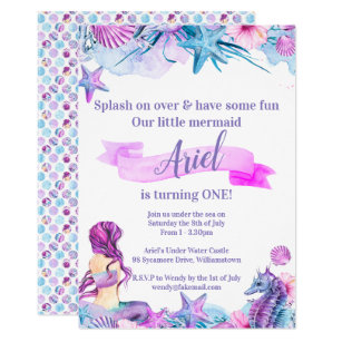 Ariel Birthday Invitations Zazzle