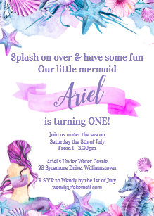 Ariel Birthday Invitations Zazzle
