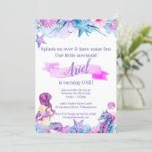Purple, Blue and Pink Mermaid Birthday Invitation (Standing Front)