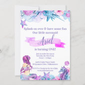 Purple, Blue and Pink Mermaid Birthday Invitation (Front)