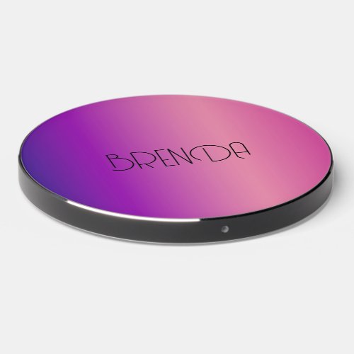 Purple blue and pink ombre background wireless charger 