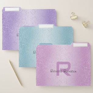 Purple, Blue and Pink Pastel Glitter  File Folder