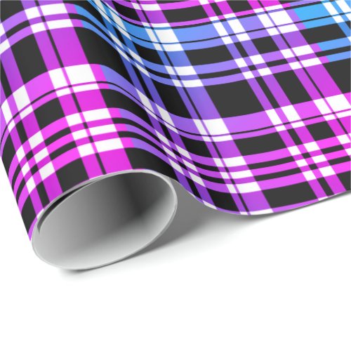 Purple blue and pink  Plaid Wrapping Paper