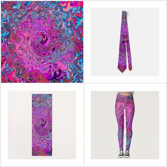 Purple, Blue and Red Abstract Retro Swirl