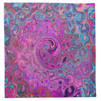 Purple, Blue and Red Abstract Retro Swirl Cloth Napkin