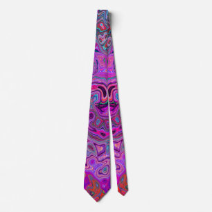 Purple, Blue and Red Abstract Retro Swirl Neck Tie