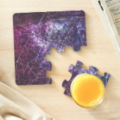 Purple, Blue, and Red Crackle Grunge Texture Puzzle Coaster (In Situ)
