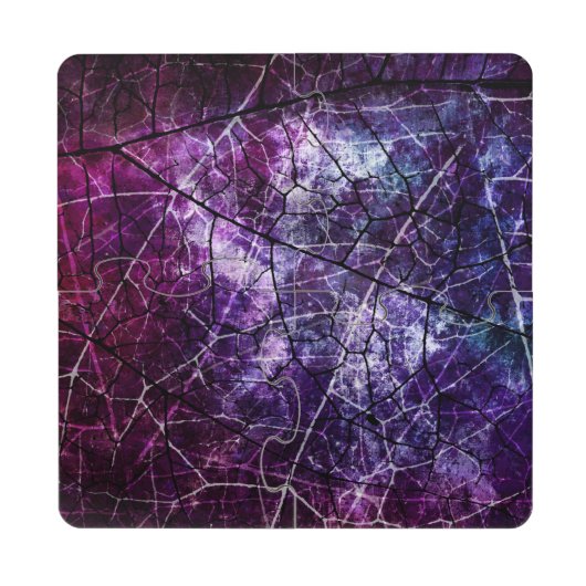 Purple, Blue, and Red Crackle Grunge Texture Puzzle Coaster (Front)