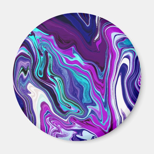 Purple, Blue and Teal Abstract Fluid Art  Magnet (Front)