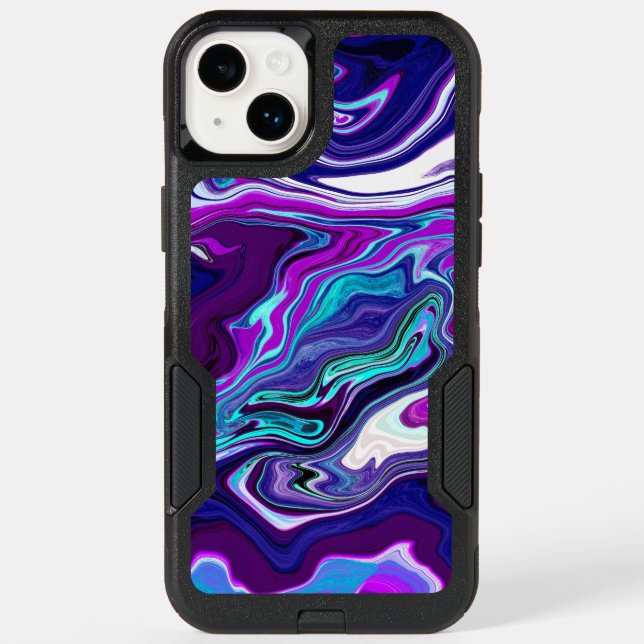 Purple, Blue and Teal Abstract Fluid Art    Otterbox iPhone Case (Back)