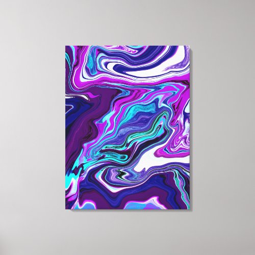 Purple Blue and Teal Abstract Modern Art     Canvas Print