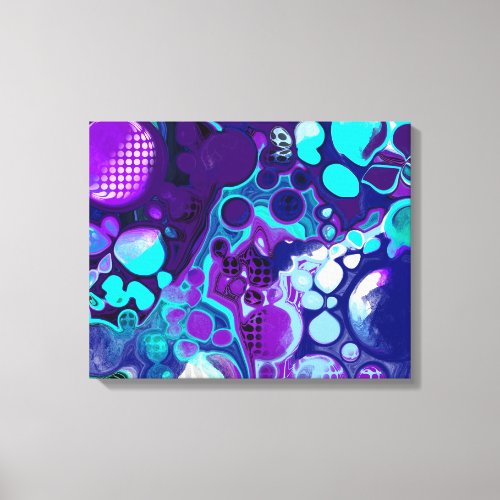 Purple Blue and Teal Abstract Modern Art   Canvas Print