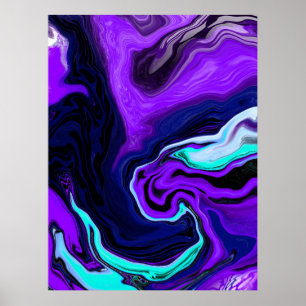 Purple, Blue and Teal Abstract Modern Art Poster