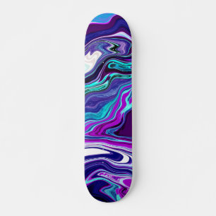 Purple, Blue and Teal Abstract Modern Art Skateboard