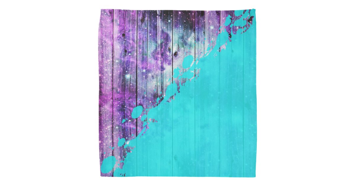 Purple Blue And Teal Wood Planks Amp Paint Splatter Bandana