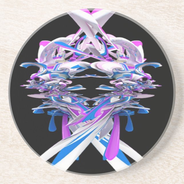 Purple Blue and White 3D Splash Sandstone Coaster (Front)