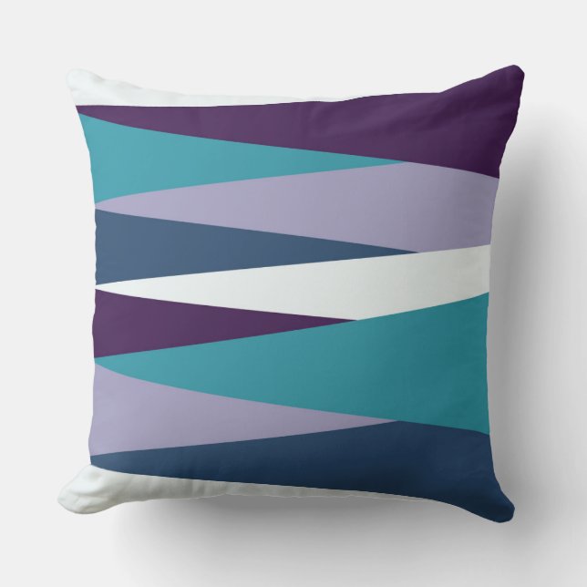 purple blue and white    throw pillow (Front)