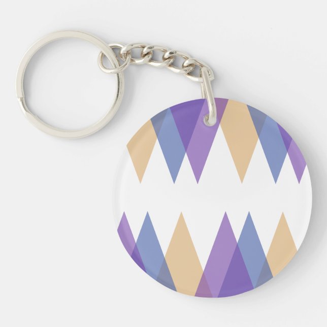 Purple, blue and yellow triangles keychain (Front)