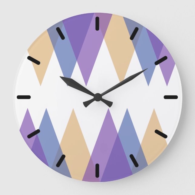 Purple, blue and yellow triangles large clock (Front)