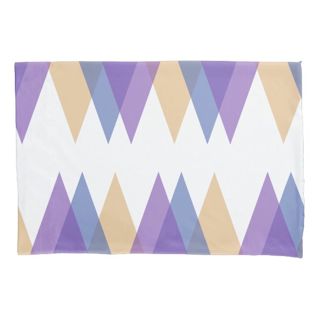 Purple, blue and yellow triangles pillow case (Front)