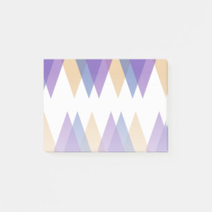 Purple, blue and yellow triangles post-it notes