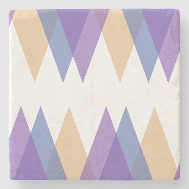Purple, blue and yellow triangles stone coaster (Front)