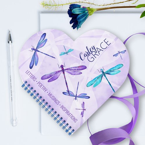 Purple Blue Aqua Dragonflies Custom Journal