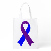 Purple & Blue Awareness Ribbon Grocery Bag