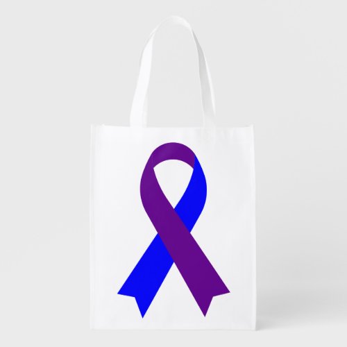 Purple  Blue Awareness Ribbon Grocery Bag
