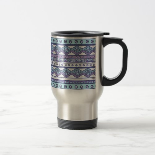Purple Blue Aztec Stylish Modern Trendy Travel Mug
