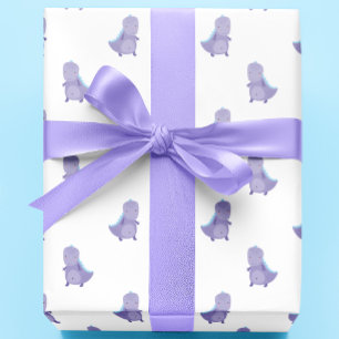 Purple Blue Baby Dinosaur Pattern Wrapping Paper