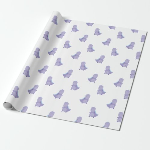 Purple Blue Baby Dinosaur Pattern Wrapping Paper