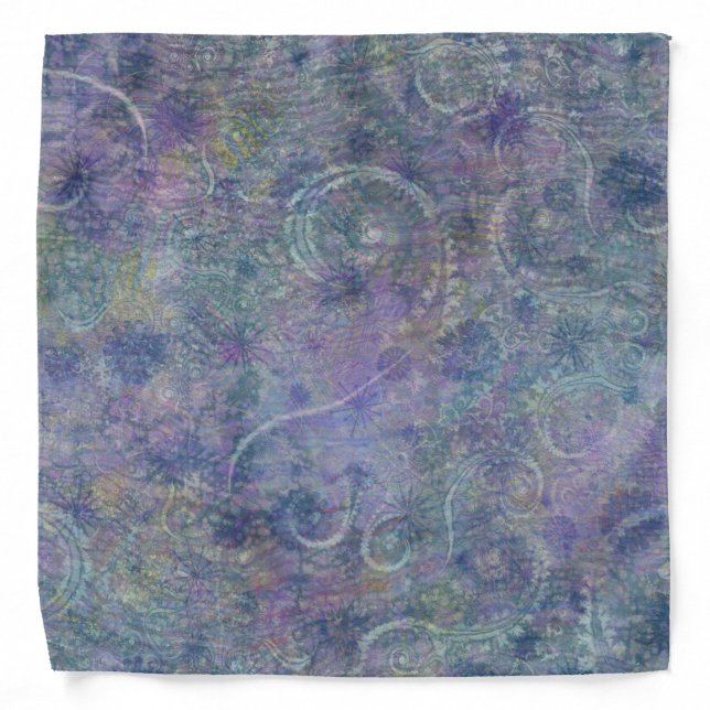 Purple Blue Batik Pattern Texture Bandana (Front)