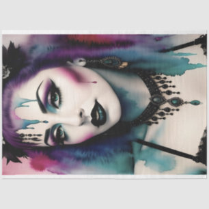 Purple Blue Beautiful Goth Performer Decoupage Tissue Paper