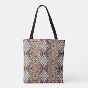 Purple, Blue & Beige Tribal Inspired Tote Bag