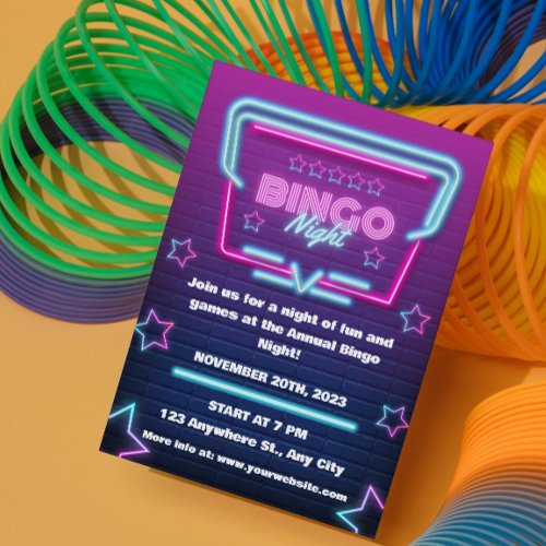 Purple Blue Bingo Night Party Invitation