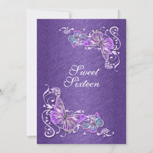 Purple blue birthday engagement wedding personalized invitations
