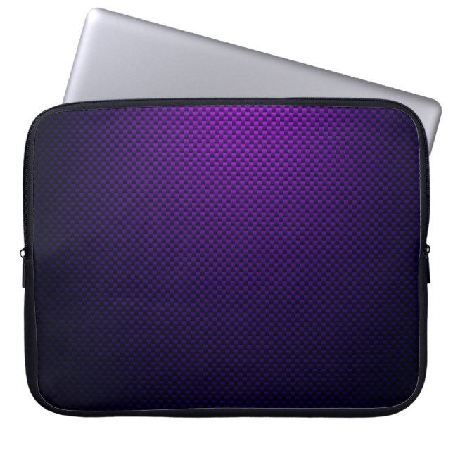 Purple blue black carbon fiber patterned laptop sleeve (Front)
