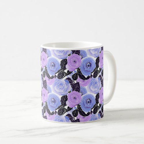 Purple Blue Black Flower  Coffee Mug