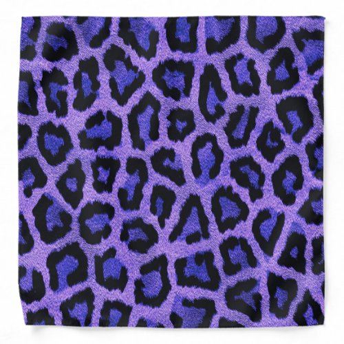 Purple Blue Black Leopard Animal Print Bandana