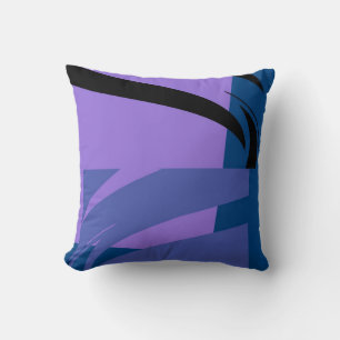 Purple blue black Retro Abstract Art Throw Pillow