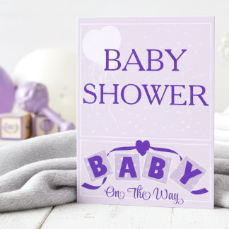 Purple Blue Blocks Baby Shower Invitation