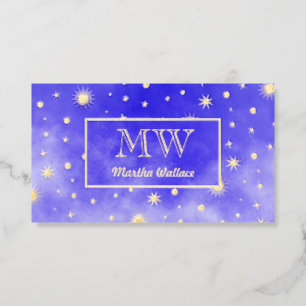 Purple Blue Boho Celestial Foil Business Cards