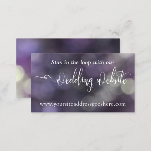 Purple Blue Bokeh Light 32 Wedding Website Address Enclosure Card