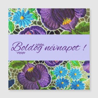 Purple - blue bold Hungarian embroidery - name day