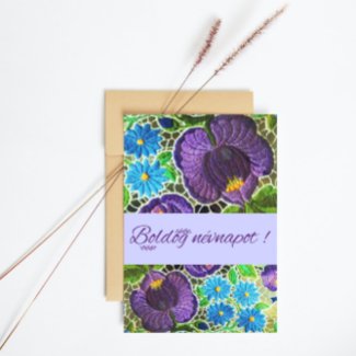 Purple - blue bold Hungarian embroidery - name day