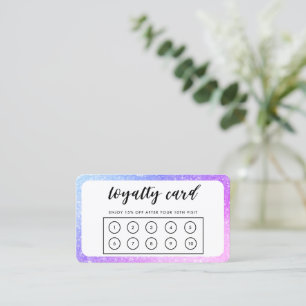 Purple Blue Border Faux Glitter Loyalty Card